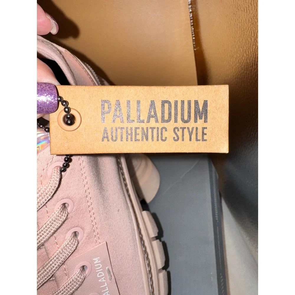 Palladium Revolt Lo TX Pink Canvas Platform Lug Sole‎ Sneakers Holographic Logo